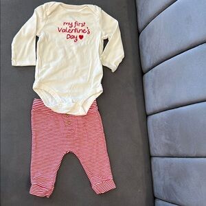 Valentine's Day Baby One Piece Set - Cream and Red